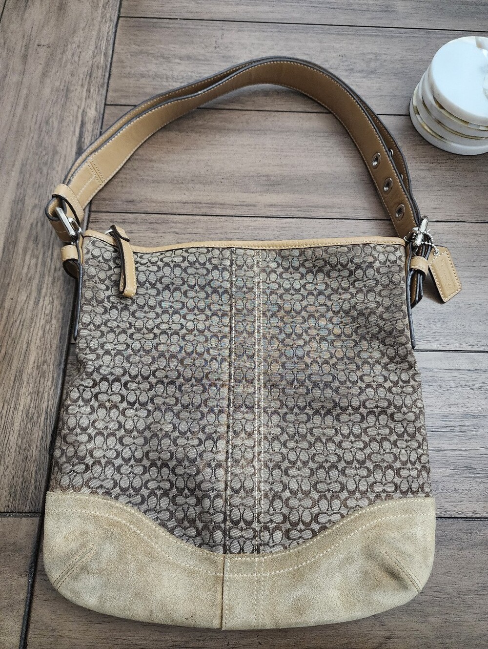 Coach Signature Jacquard Soho Bag in Khaki/Tan